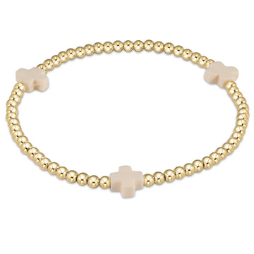 Signature Cross 3mm Gold Bracelet - Off-White