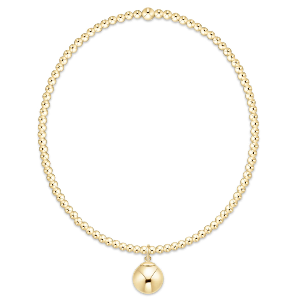 Classic Gold 2mm Bracelet - Classic Gold 8mm Charm