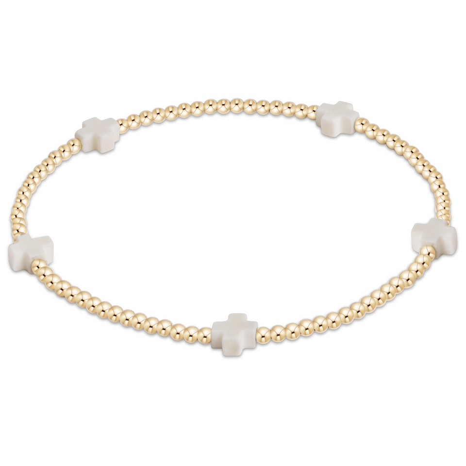 Enewton Signature Cross Small 2mm Gold Bracelet - Off-White