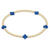 Signature Cross Small 2mm Gold Bracelet - Cobalt by Enewton featuring small gold beads and cobalt blue cross accents.
