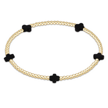 Enewton gold beaded bracelet with small black onyx cross accents