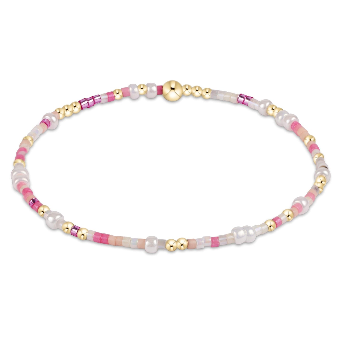 Delicate beaded Hope Unwritten Bracelet - Kiss And Tell with pink, white, and gold accents by Enewton boutique jewelry