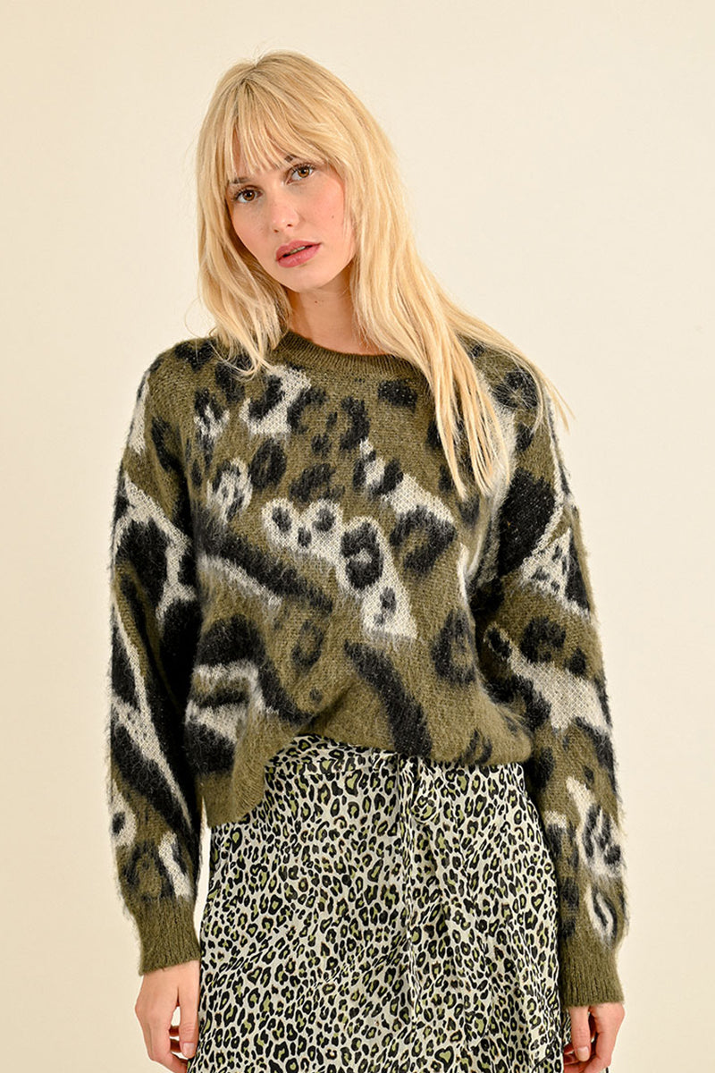 Animal Print Knitted Sweater