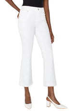 Liverpool Embroidered Gia Glider Crop Flare with Fray Hem