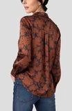 Liverpool Blouse by liverpool in rust floral print with long sleeves and curved hem