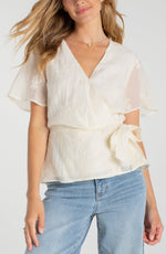 Liverpool Wrap Front Woven Top With Tie