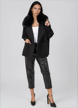 Love Token Halley black belted jacket, styled with black pants