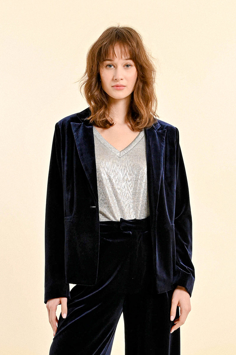 Navy Velvet Blazer