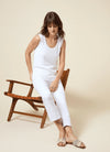 Lysse Dara Seamed Hem Crop White Denim