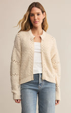 Z Supply Sundance Zip-Up Sweater Jacket with relaxed fit, knit texture, and ribbed details in color crystal. 