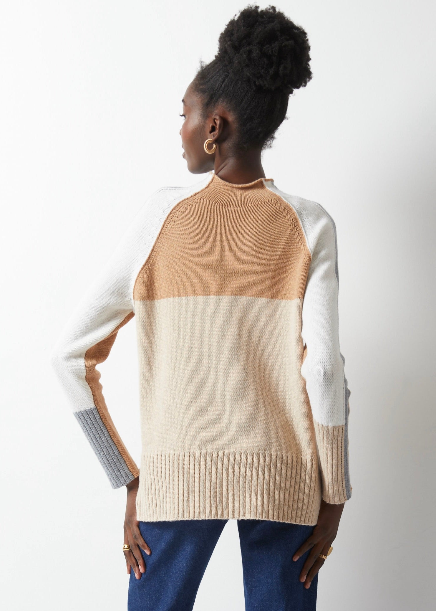 Intarsia Funnel Neck