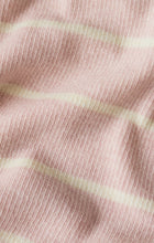 Close-up of softly washed ribbed fabric with subtle stripes in the Z Supply Washed Pink Ferris Henley Striped Top