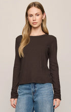 Z Supply Junie Long Sleeve Tee by Z Supply in dark brown with a crew neckline and long sleeves