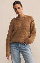 Z Supply Romnie Whipstitch Sweater with plush high-pile yarns, crochet insets, and relaxed fit in color coconut.