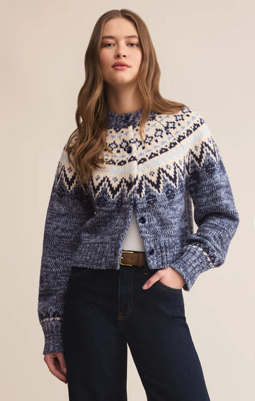 Z Supply Blue Velvet Heather North Sea Fair Isle Cardigan