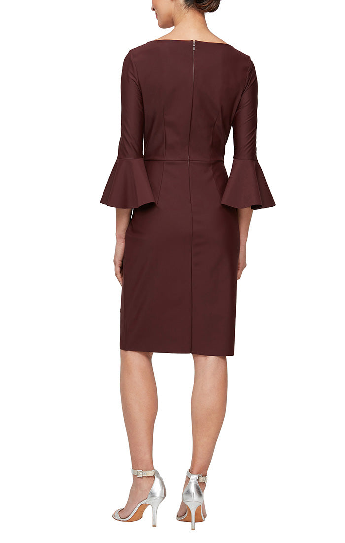 Maroon Bell Sleeve Dress