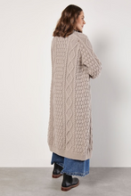 Cable Knit Open Midi Cardigan