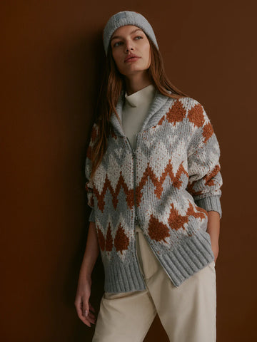 Varley Grey Melange Brockley Jacquard Knit Jacket