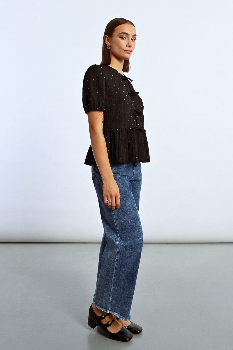 Molly Bracken Black Bow Top