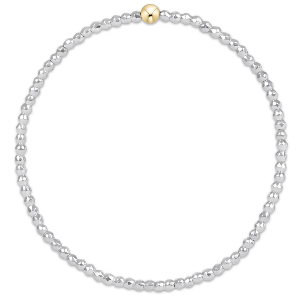 Enewton Bright Silver Faceted Hematite 2mm Bead Bracelet