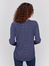 Denim Lace Back Sweater