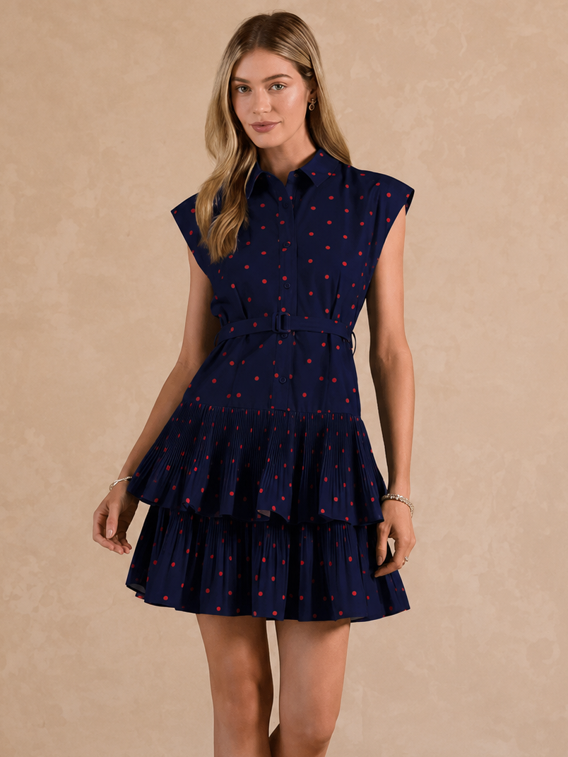 Navy Multi Polka Dot Dress