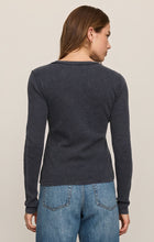 Oxford Blue Arlet Mini Thermal Top by z supply in a dark blue long sleeve back view