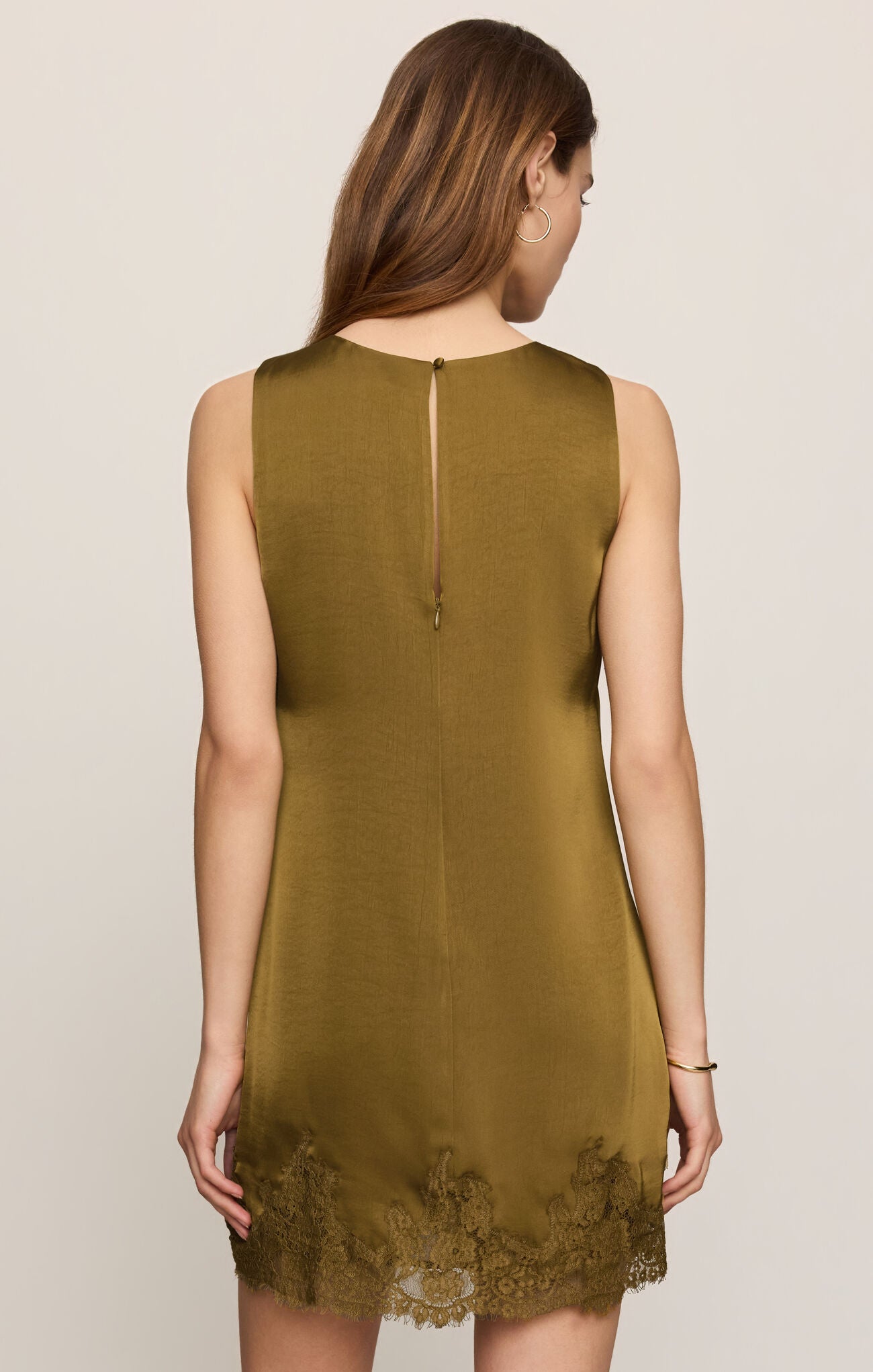 Z Supply olive sleeveless mini dress, back view