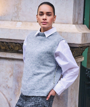 esqualo Light Grey Diamond Detail Vest worn over a white collared shirt