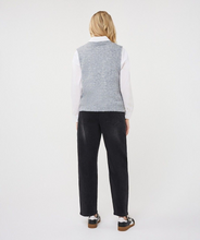 Light Grey Diamond Detail Vest by esqualo shown from the back over a white shirt with black trousers