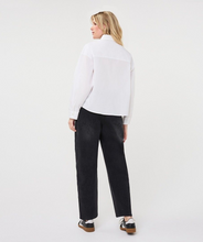 Off White Oversized Pocket Poplin Blouse by esqualo shown from the back on a model