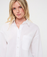 Off White Oversized Pocket Poplin Blouse by esqualo with button front and chest pocket