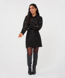 Esqualo Black Faux Suede A-Line Mini Skirt
