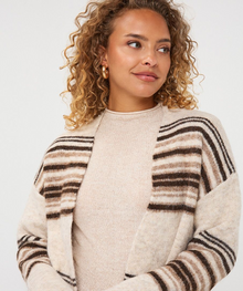 Esqualo Biscuit Melange Oversized Striped Cardigan