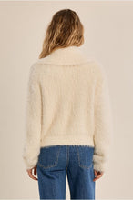 Molly Bracken Cream Collar Cardigan shown from the back with blue jeans
