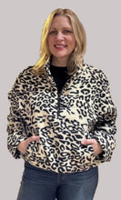 Half Zip Sherpa Fleece Leopard Pullover