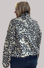 Half Zip Sherpa Fleece Leopard Pullover