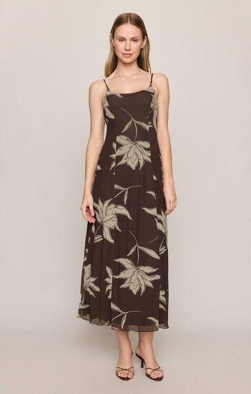 Z Supply Charisma Floral Midi Dress in Dark Chocolate