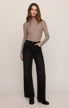 Heather Ash Hattie L/S Top by z supply, model wearing a fitted ribbed mock neck long sleeve top
