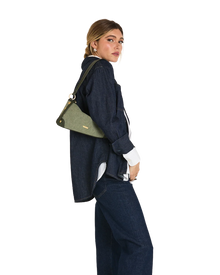 Hammitt Kyle Twin Crest Green Woven Crossbody Bag