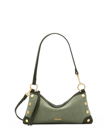 Hammitt Kyle Twin Crest Green Woven Crossbody Bag