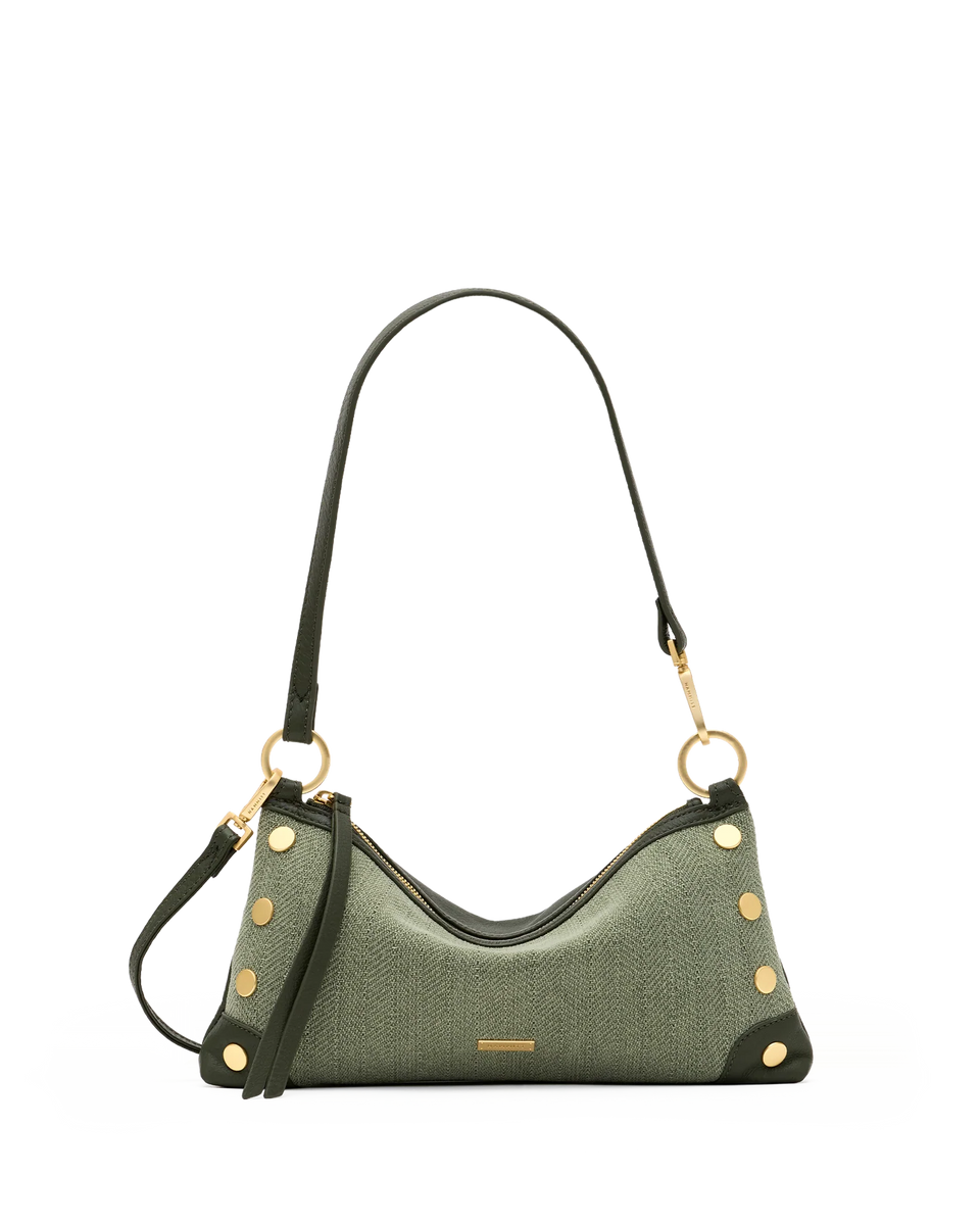 Hammitt Kyle Twin Crest Green Woven Crossbody Bag