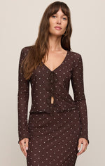 Z Supply Dark Chocolate Amara Polka Dot Mesh Top