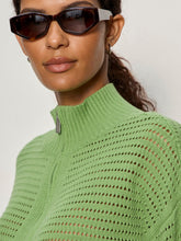Sanctuary-Detox Green Open Knit 1/2 Zip Sweater
