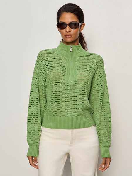 Sanctuary-Detox Green Open Knit 1/2 Zip Sweater – Bella Jules