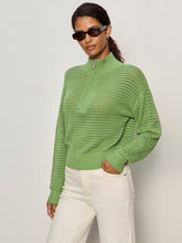 Sanctuary-Detox Green Open Knit 1/2 Zip Sweater