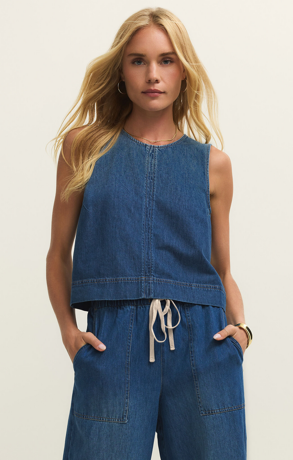 Z Supply Deep Water Sun Seeker Denim Tank