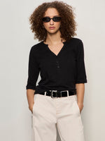 Sanctuary-Black Rolled Sleeve Tee