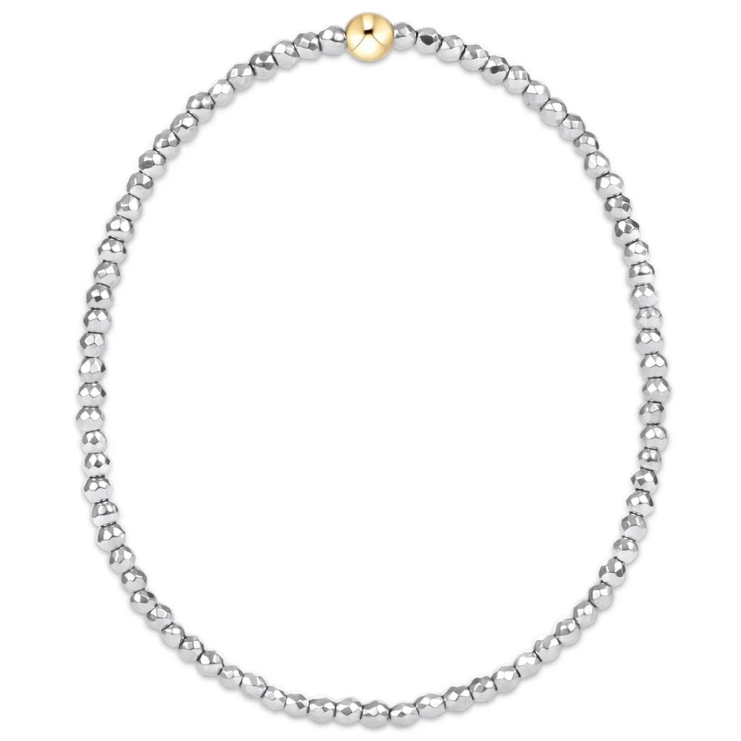 Enewton Silver Faceted Hematite 2mm Bead Bracelet