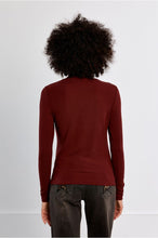 Molly Bracken Whisper Top in burgundy shown from the back with long sleeves